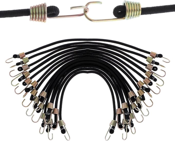 Rubberen bungee-touwen set van 15 stuks voor bagagespanning en ladingbeveiliging