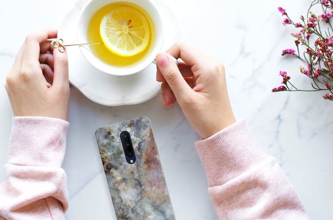 Back Cover voor OnePlus 7 Pro TPU Siliconen Hoesje Marmer Grijs