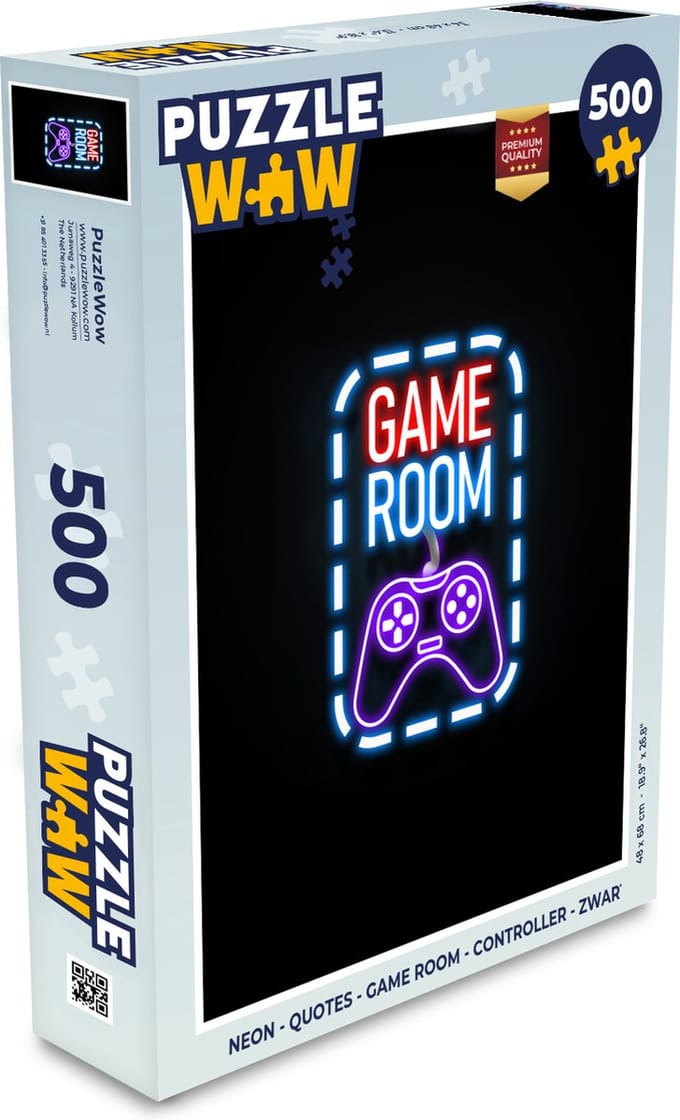Puzzel Neon - Quotes - Game room - Controller - Zwart - Legpuzzel - Puzzel 500 stukjes