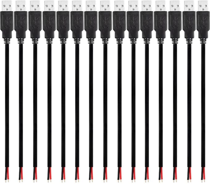 Dailygoods - 15pcs USB Pigtail Kabel 0.3m - USB 2.0 Plug voor DIY Reparatie