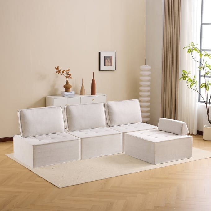 MODFU Modulaire Bank - Compact En Vrij Indeelbaar - Modern - Voor Kleine Ruimtes - Multiplex - Beige