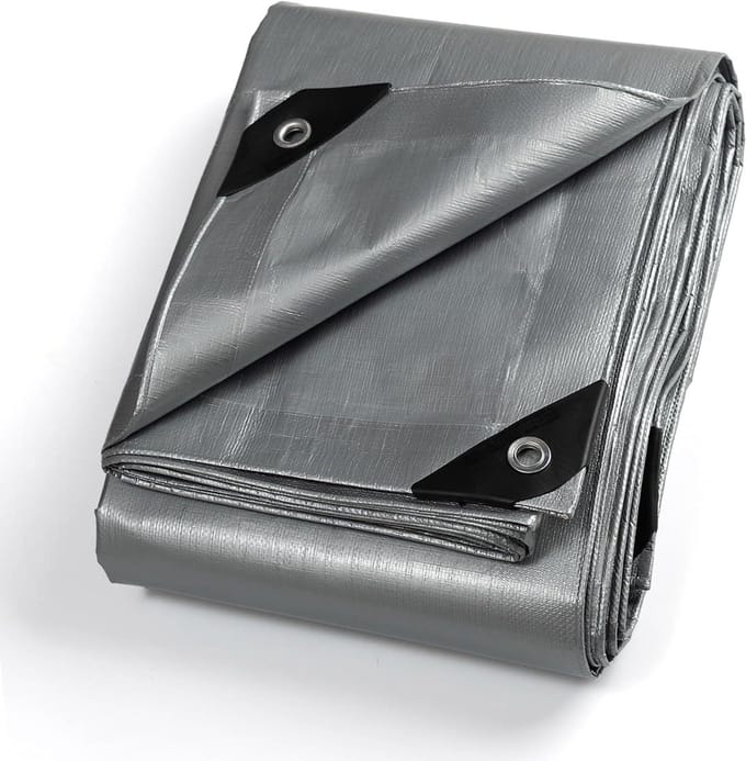Afdekzeil - Waterdicht zeil - Bescherming buiten - Scheurvast polyethyleen - 4x6 meter - Grijs