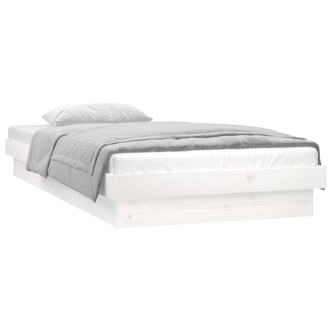 vidaXL - Bedframe - LED - massief - hout - wit - 90x190 - cm