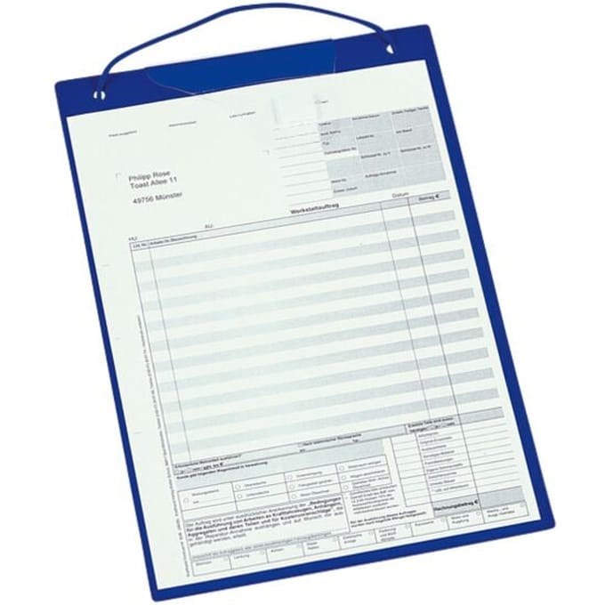 Werkorderfoedraal PREMIUM A4 met sleutelvak per 10 stuks - Blauw