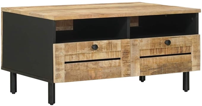 vidaXL - Salontafel - Bruin - en - Zwart - 80 - x - 54 - x - 40 - cm - Massief - Mango - Hout