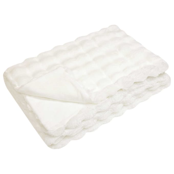 vidaXL - Antislip - deken - van - imitatie - konijnenbont - Olite - Wit - 150 - x - 220 - cm