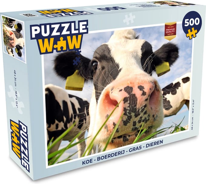 Puzzel Koe - Boerderij - Gras - Dieren - Legpuzzel - Puzzel 500 stukjes