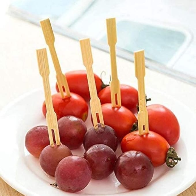 100 Biologisch Afbreekbare Wegwerpvorken van Bamboe voor Feestjes en Buffet