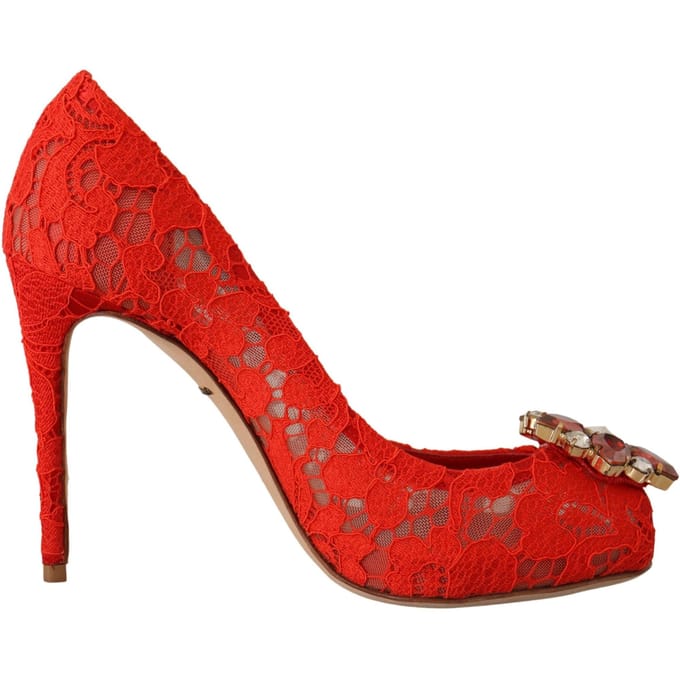 Dolce & Gabbana Rode Taormina Kanten Kristallen Hakken Dames Pumps