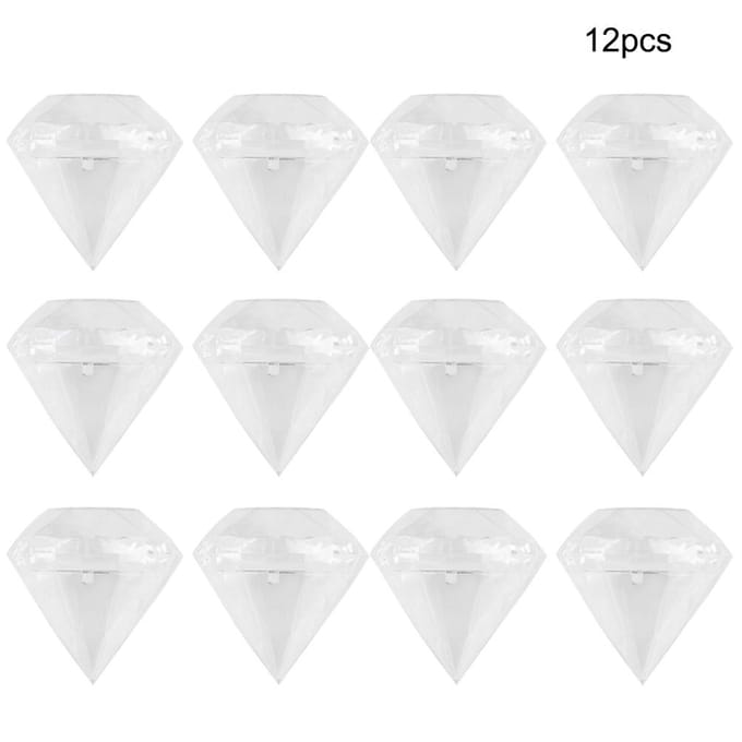 12 stuks Bruiloft Feest Thuis Diamantvorm Transparant Plastic Geluk Snoepdoosje white