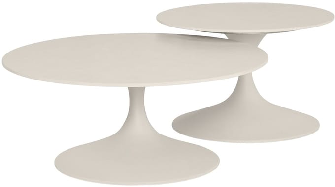 Suns Nova loungetafelset 60xH40 cm en 80xH35 cm rond sintered stone camel sand