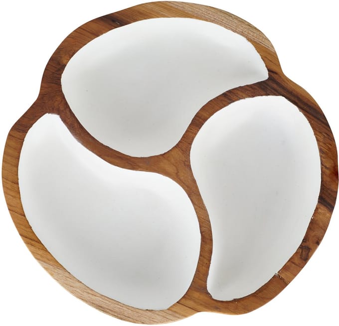 Teak Schaal ‘Manouche’ Wit 30cm