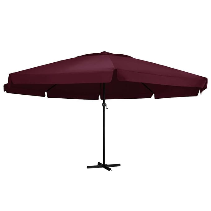 vidaXL - Parasol - met - aluminium - paal - 600 - cm - bordeauxrood