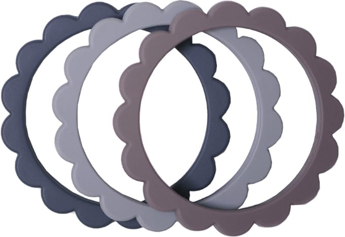Mushie Bloemen Bijtring / Armband Dove Gray 3 Stuks