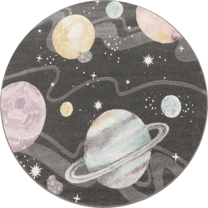 Kindertapijt Ninique antraciet 120 cm rond