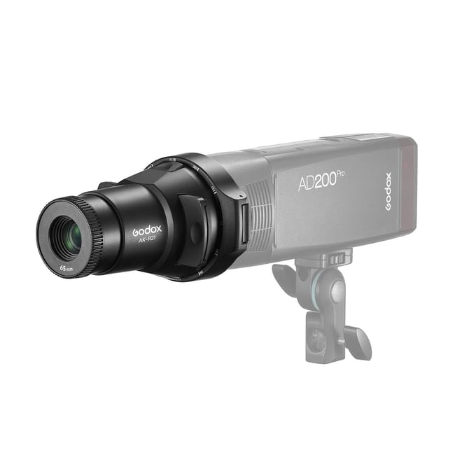 Godox AK-R21 Camera Flitsprojectorset met 65 mm projectielens + montageadapter voor ronde kop zwart