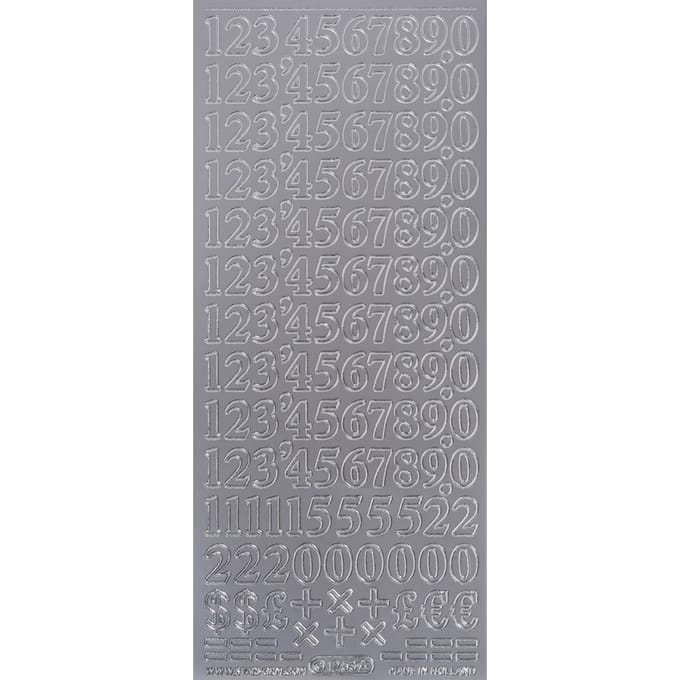 Reliëfsticker "Cijfers" - Zilver