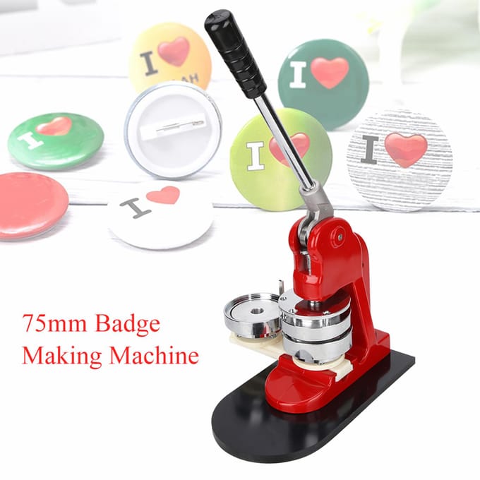 Machine de fabrication de badges de 75 mm, machine de pressage commerciale ergonomique pour boutons red