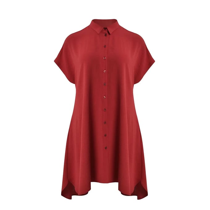 Midi Chemise Jurk in Crêpe Dames Mat Fashion
