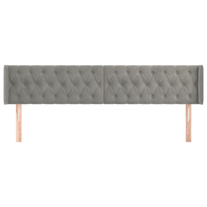 vidaXL - Hoofdbord - met - randen - 183x16x78/88 - cm - fluweel - lichtgrijs