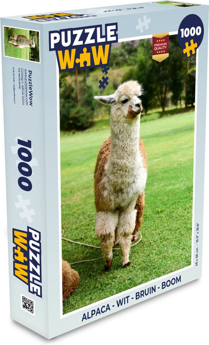 Puzzel Alpaca - Wit - Bruin - Boom - Legpuzzel - Puzzel 1000 stukjes volwassenen