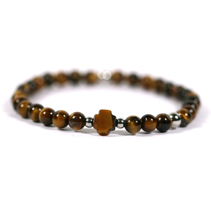 Heren armband edelsteen tijgeroog 6mm - Ibizamen 19cm