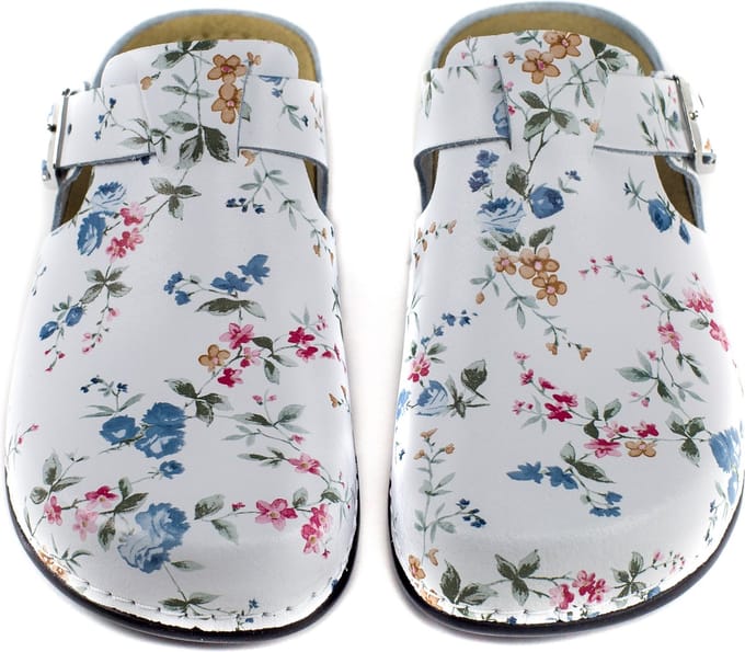 Comfort platte klomp White Flower - MedicalID - Maat 40