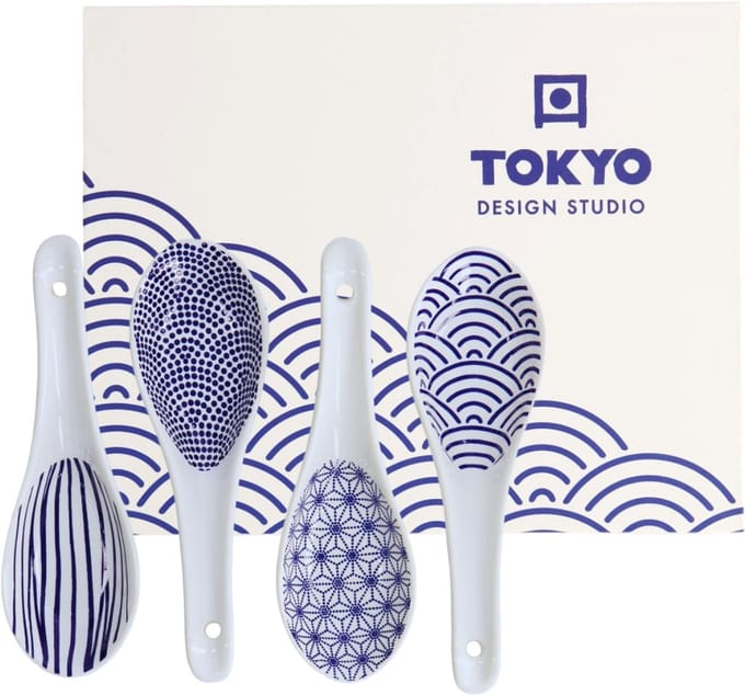 Tokyo Design Studio - Nippon Blue Soep Lepels - Set 4stuks - 13.8x4.8cm