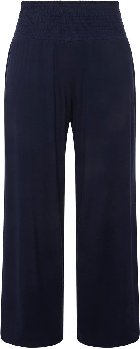 Ulla Popken - Dames - Marlene-broek wijde pijpen brede elastische tailleband - Nachtblauw - Maat 42+