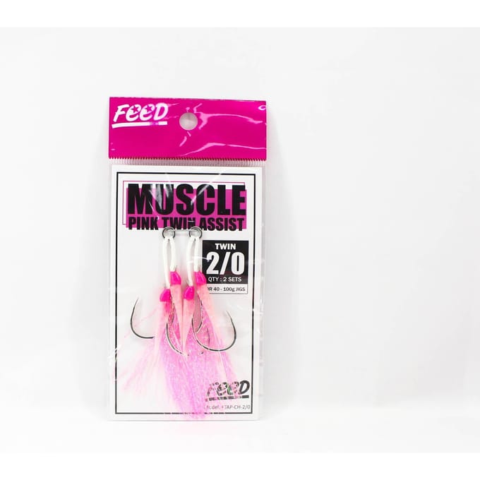 Leurres d'alimentation FTAP-CH 2/0 Muscle Pink Twin Assist Hooks Taille 2/0 2 set (4833)