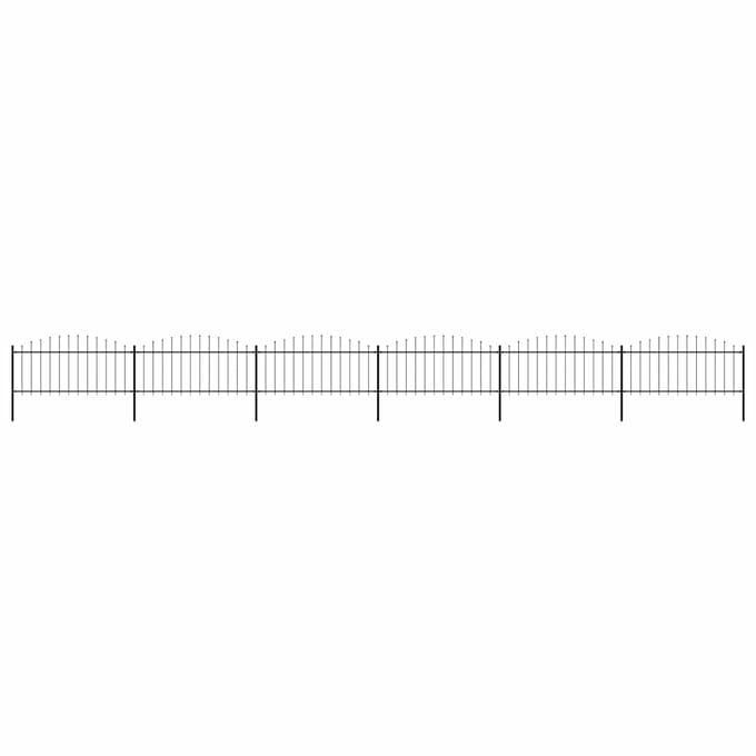 vidaXL - Tuinhek - met - speerpunt - staal - 1005x75 - cm - zwart