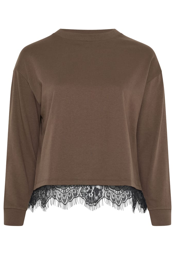 Limited Collection Chocoladebruin Sweatshirt Met Kanten Zoom Size 48
