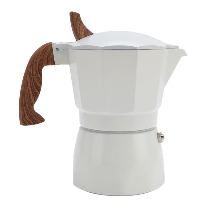 Mokapot 80ml Dubbel Ventiel Ontwerp Hoge Efficiëntie Extractie Kookplaat Koffiezetapparaat voor Buiten L(for 6.5-9kg) wit