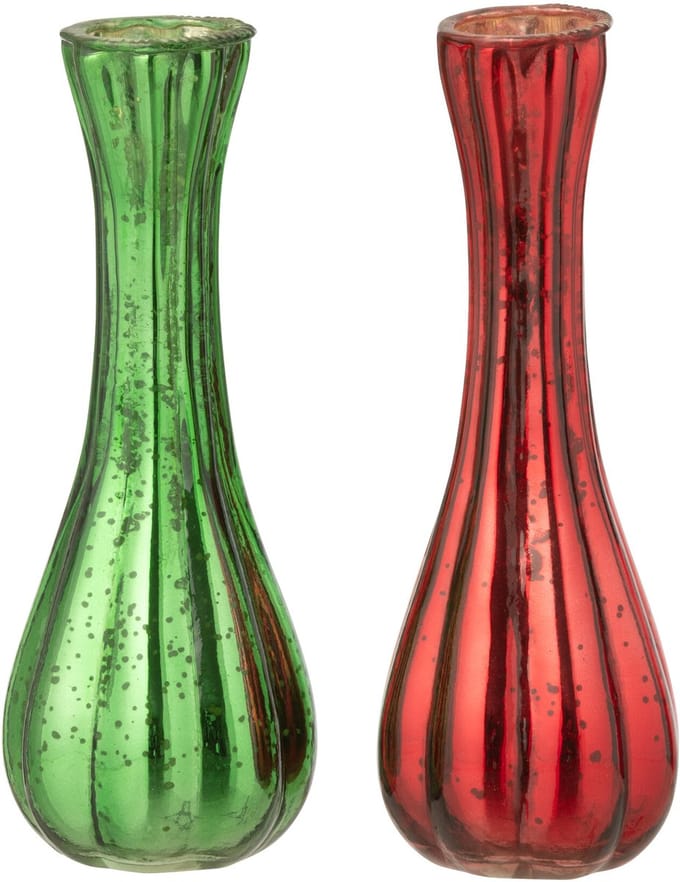 J-Line vaas Soliflore - verre - rood/groen - large - 2 stuks
