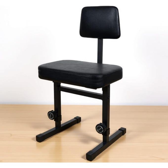 Verstelbare Pianokruk Met Rugleuning Eenvoudige Montage H-Vormig Frame Keyboardstoel Gevoerde Muzikantenkruk Met Steun Steun black