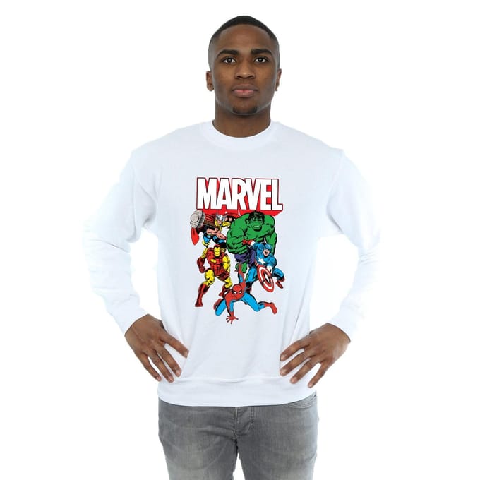 Marvel Heren Hero Group Sweatshirt (Wit)