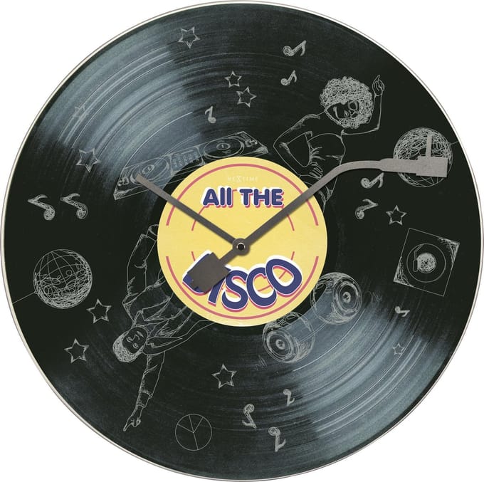 Nextime All the Disco - Klok - Rond - Ø 43 cm - Zwart