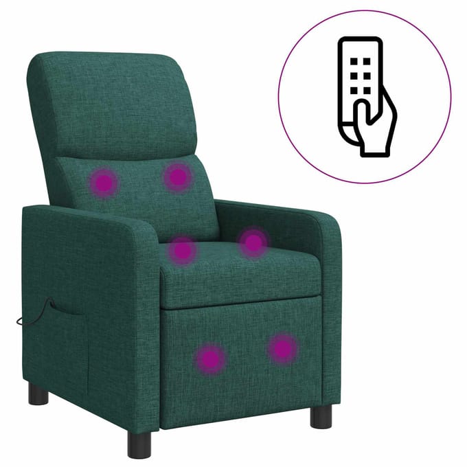 vidaXL - Massage - Relaxstoel - Donkergroen - Polyester