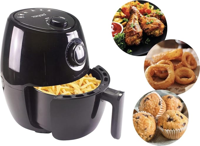 Heteluchtfriteuse - Airfryer Olievrij - Gezond Koken - Instelbare Timer Temperatuur - 2 Liter - Zwart