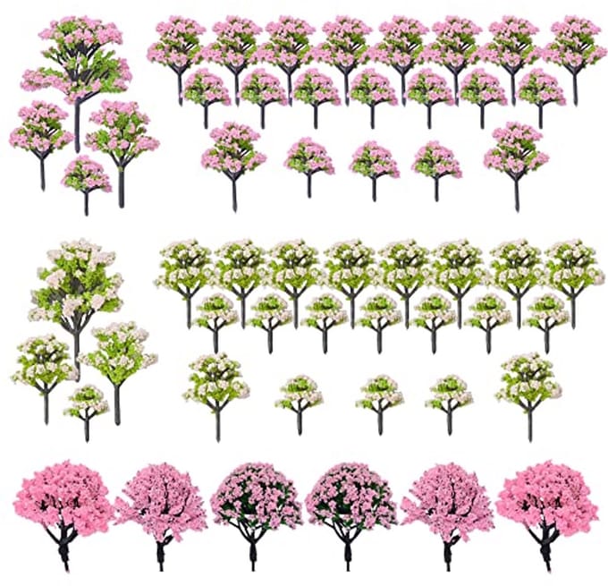 50 Stuks Roze Modelbouw Bomen voor Landschapsdecoratie en Modellandschappen