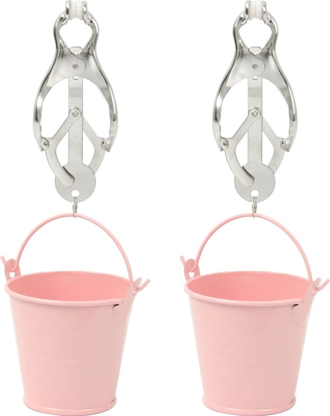 Banoch Tepelklemmen - Cloverclamps met emmertje - roze - bdsm