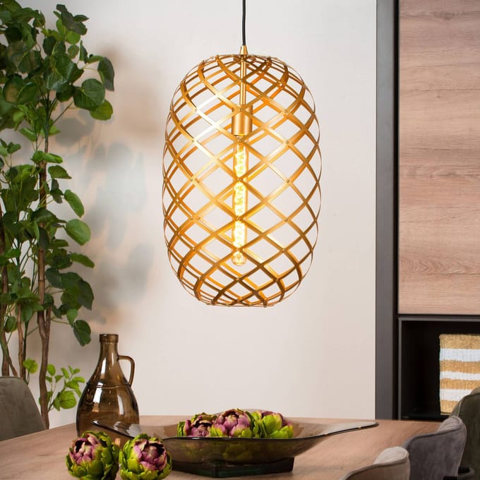 Lucide WOLFRAM - Hanglamp - Ø 32 cm - 1xE27 - Mat Goud / Messing