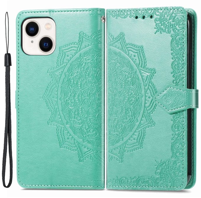 YPCd Bookcase geschikt voor Apple iPhone 15 Plus - Bloemen Design - Portemonnee / Wallet Hoesje - Groen