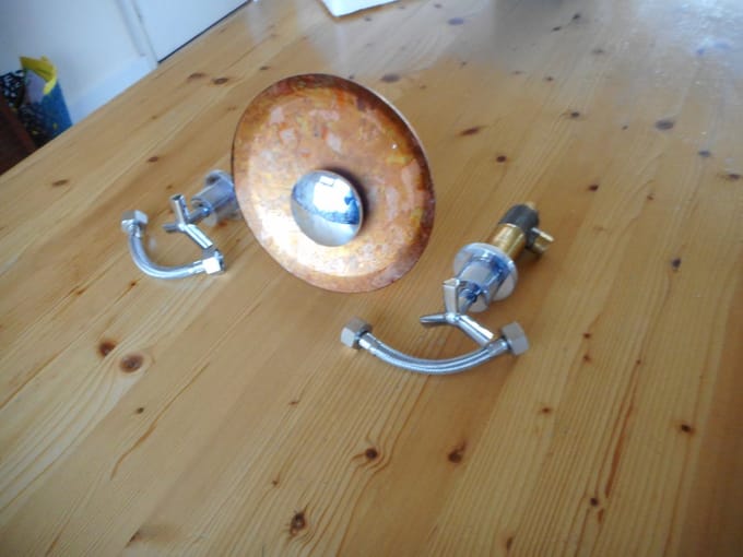 Unieke wastafelkraan 3 gats bladgoud look