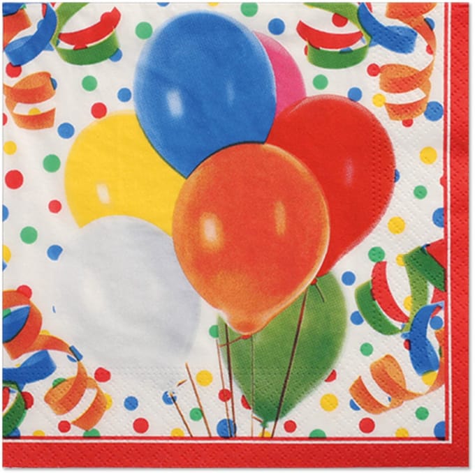 100 Servetten 3-laags 1/4 vouw 33 cm x 33 cm Lucky Balloons