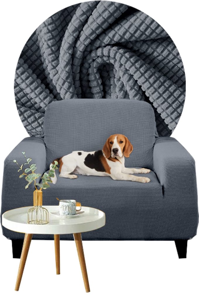 Hoes 1-persoonsbank, grijs, dikke jacquard, 90-140 cm