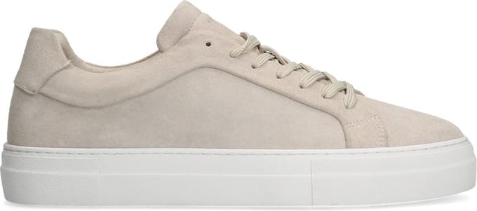 Manfield - Heren - Beige suède sneakers - Maat 45