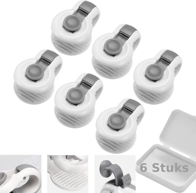 Stevige Dekbed clips - Dekbedclips - Dekbed Knijpers - Clip Dekbedovertrek - 6 stuks - Wit / Grijs
