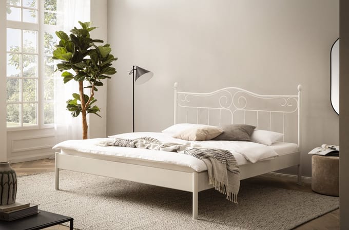Bed Box Wonen Alessia metalen bed Wit 140x200 cm