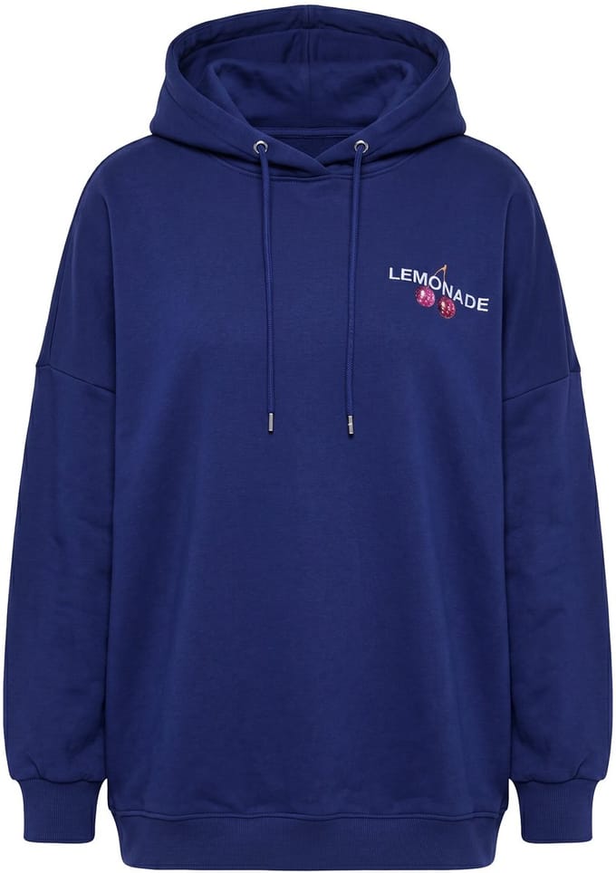 Studio Untold - Dames - Hoodie oversized limonadeprint capuchon - Navy - Maat 42+